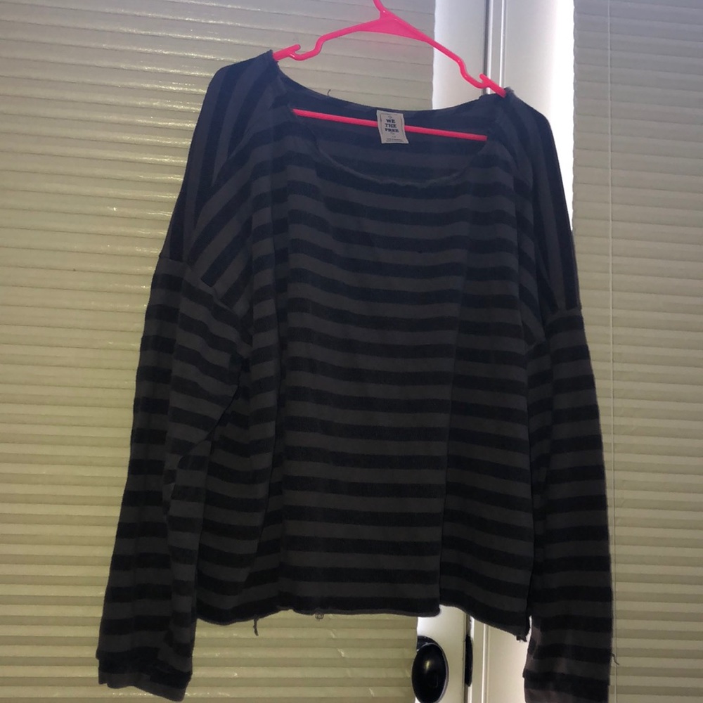 Free people brown stripped shirt